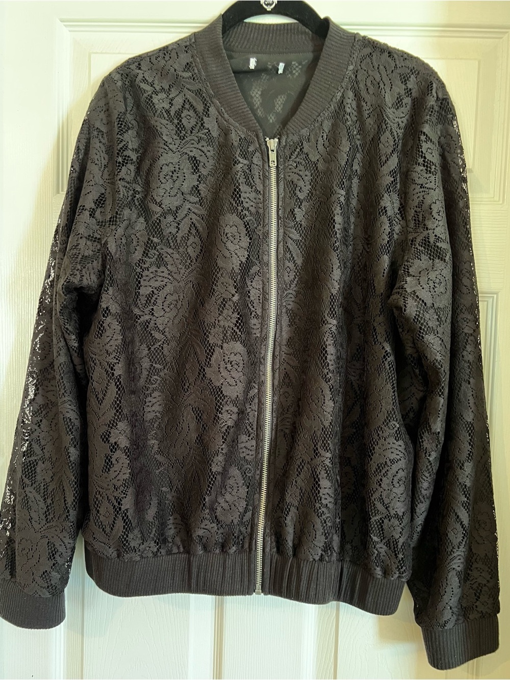INC International Concepts Lace Bomber Jacket - Black. Size XL